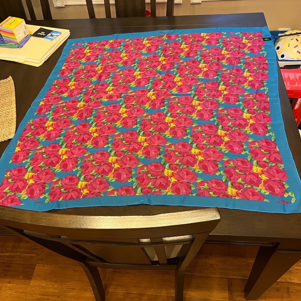 Parfums Ungaro Paris Voile Floral Blue and Pink Scarf